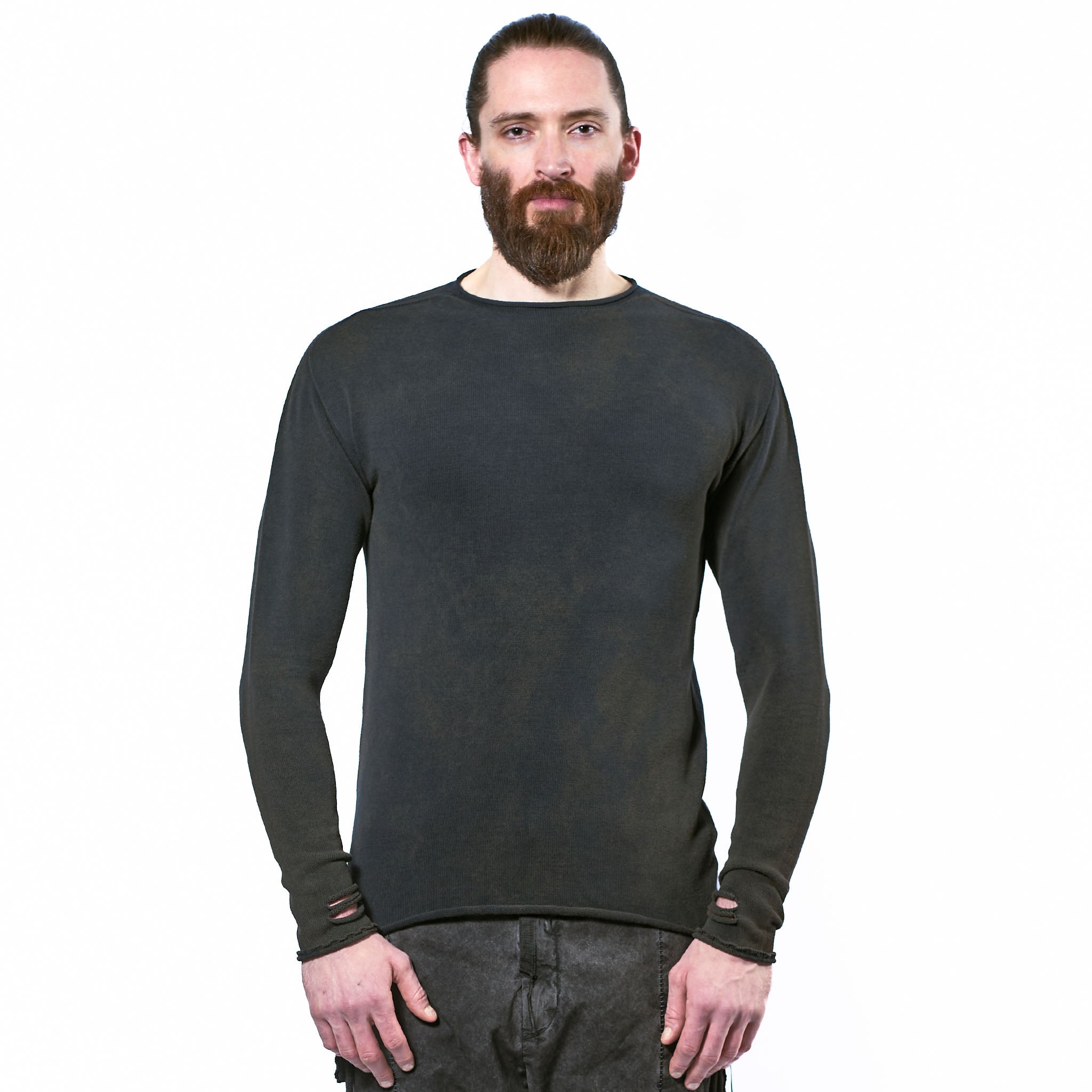 DISTRESSED COTTON PULLOVER