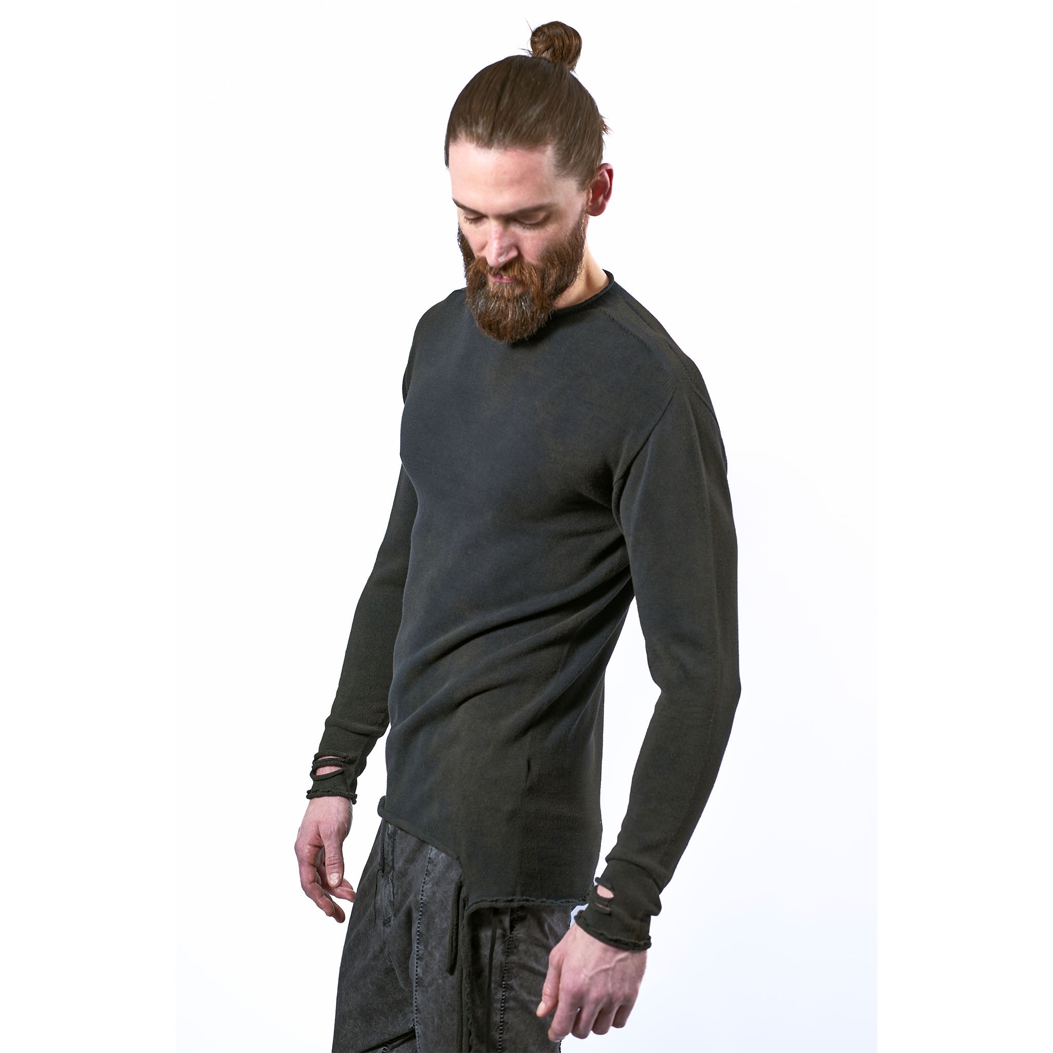 DISTRESSED COTTON PULLOVER