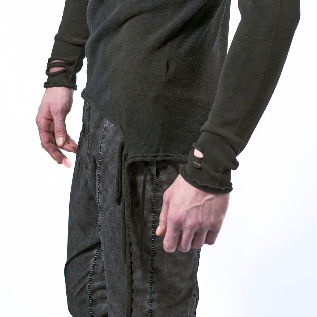 DISTRESSED COTTON PULLOVER