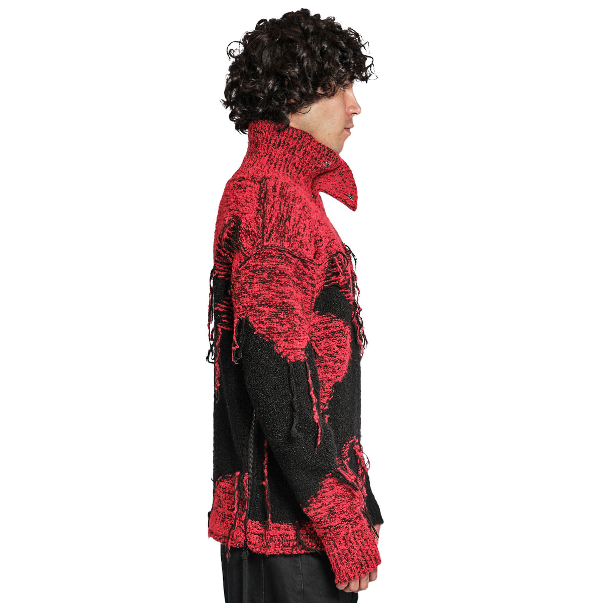 DISTRESSED INTARSIA KNIT PULLOVER