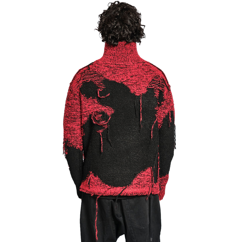 DISTRESSED INTARSIA KNIT PULLOVER