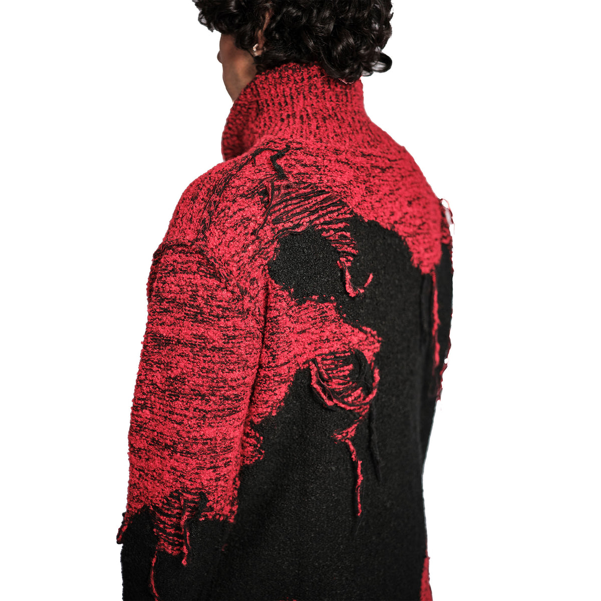 DISTRESSED INTARSIA KNIT PULLOVER