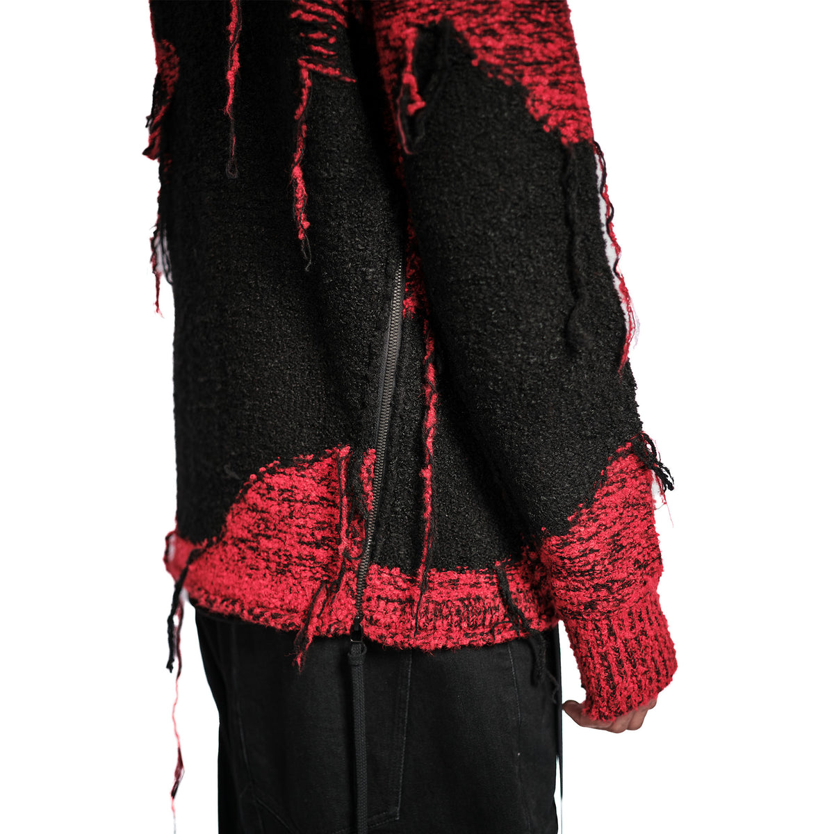 DISTRESSED INTARSIA KNIT PULLOVER