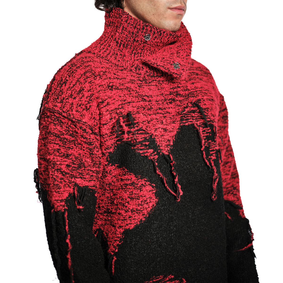 DISTRESSED INTARSIA KNIT PULLOVER