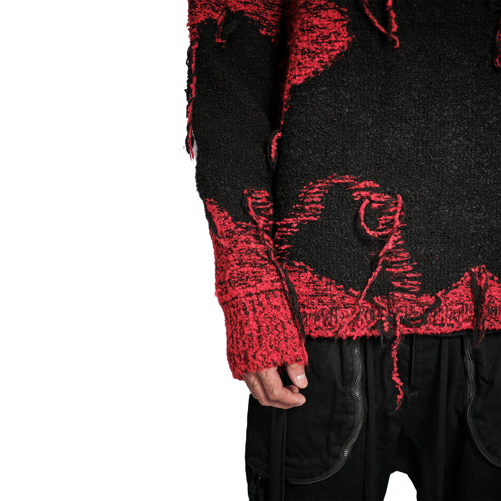 DISTRESSED INTARSIA KNIT PULLOVER