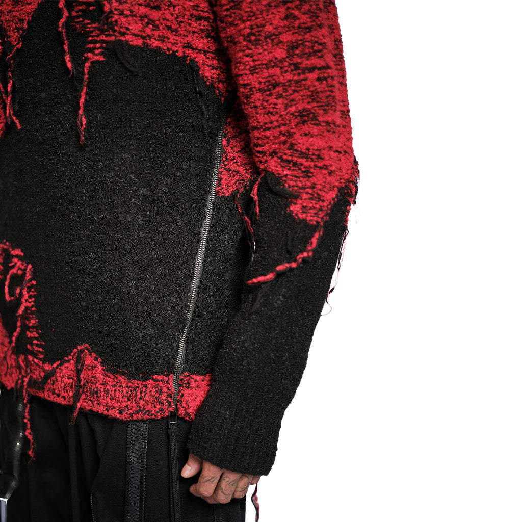 DISTRESSED INTARSIA KNIT PULLOVER