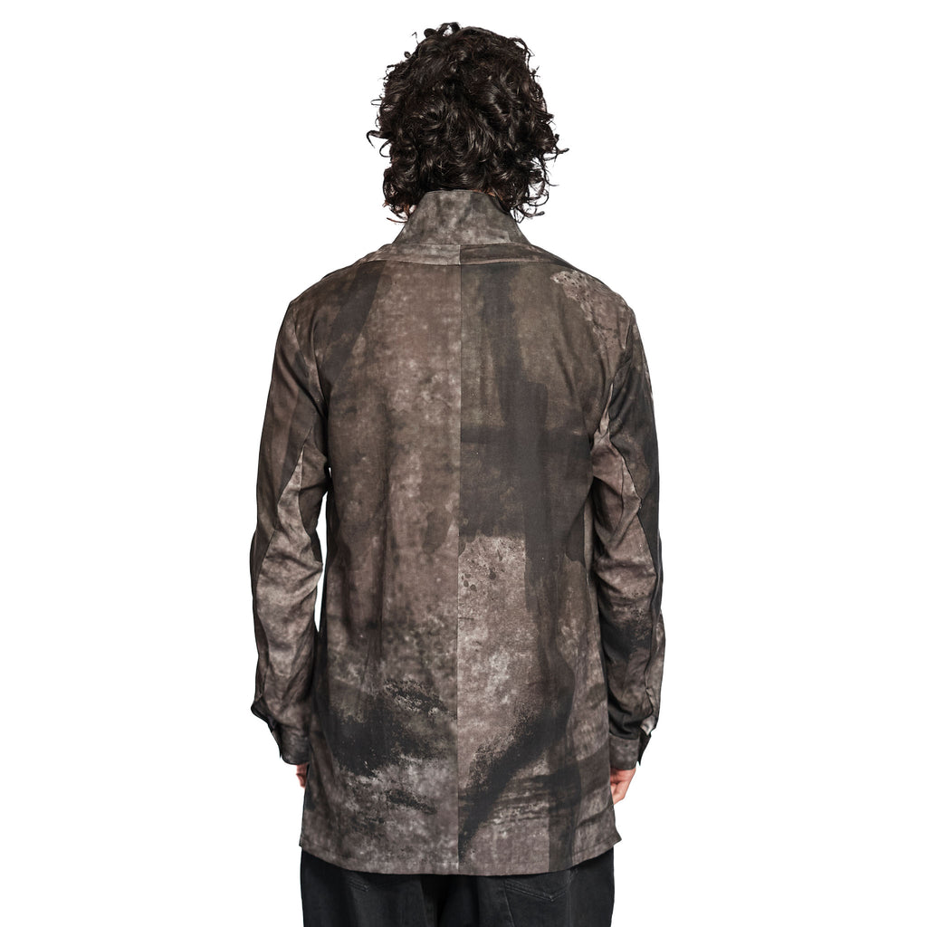 PRINTED SHAWL COLLAR SHIRT
