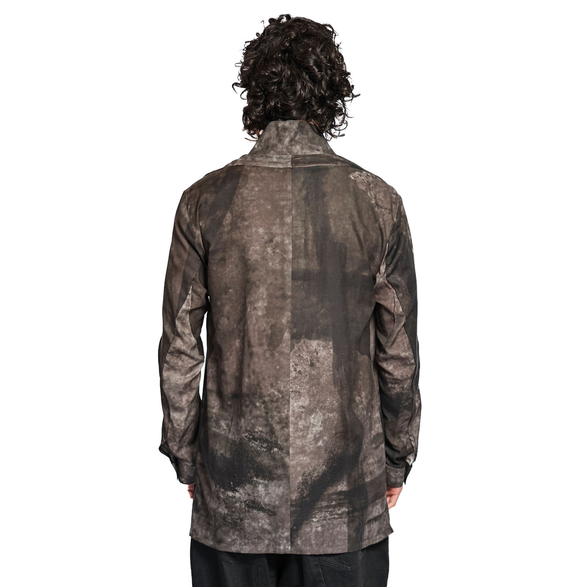 PRINTED SHAWL COLLAR SHIRT