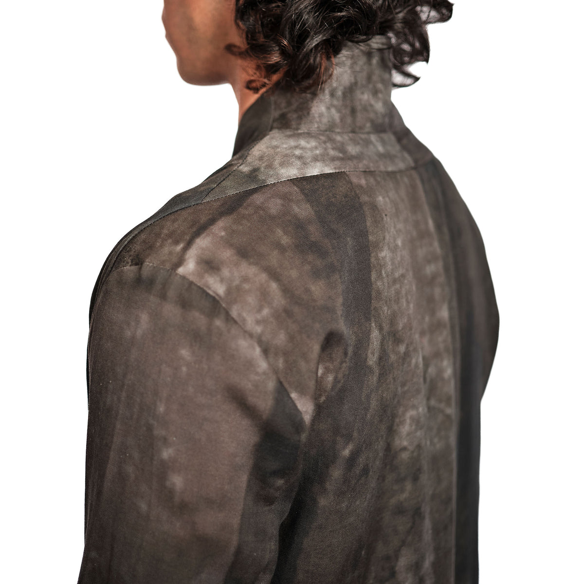 PRINTED SHAWL COLLAR SHIRT