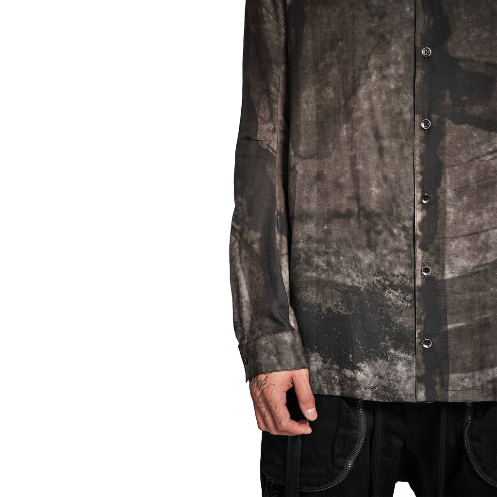 PRINTED SHAWL COLLAR SHIRT