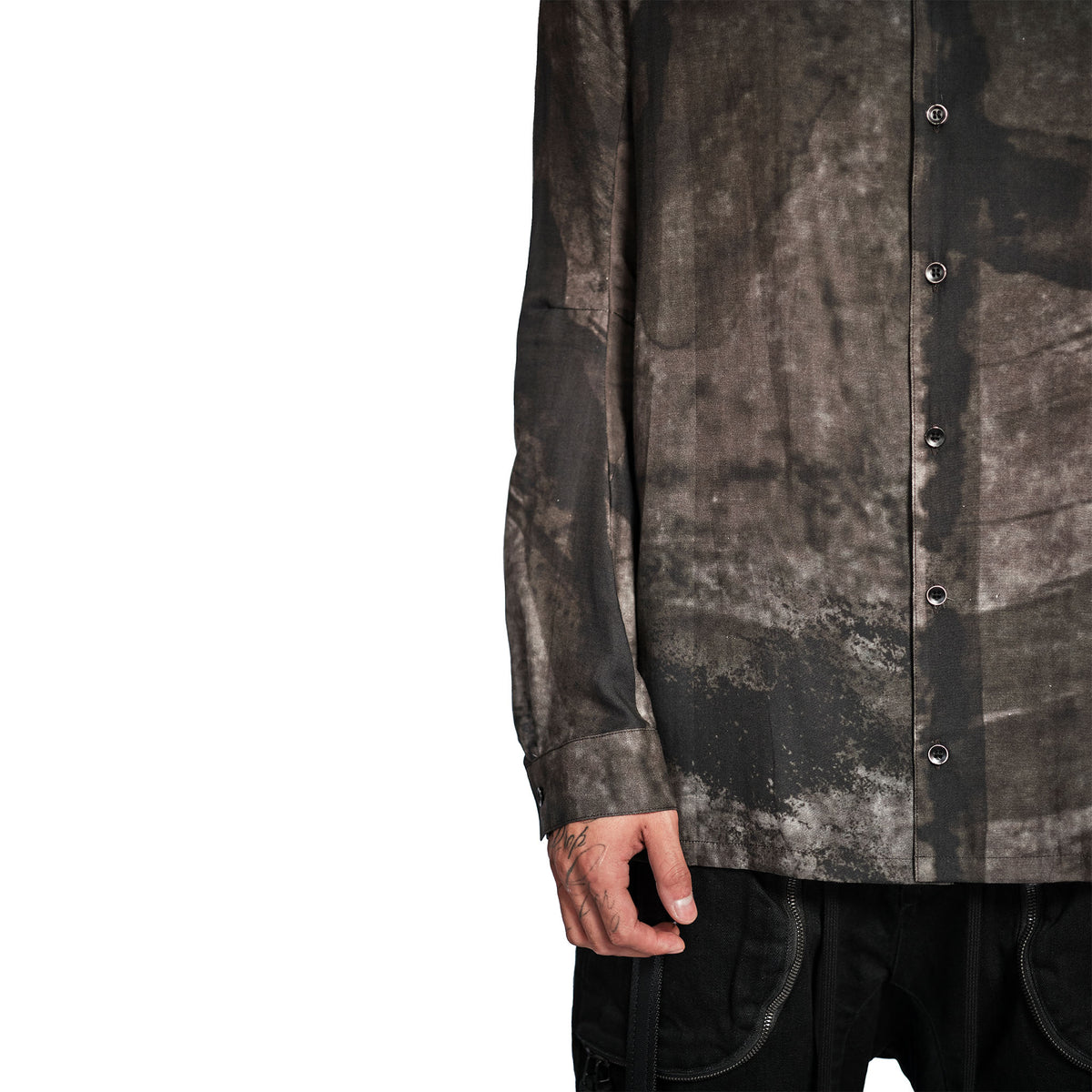 PRINTED SHAWL COLLAR SHIRT