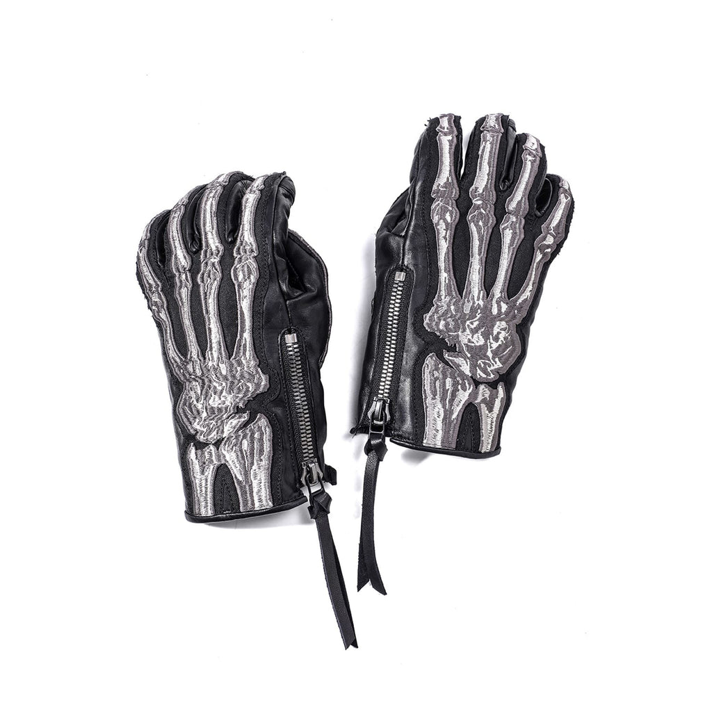 SKELETON EMBROIDERED HORSE-HIDE GLOVES