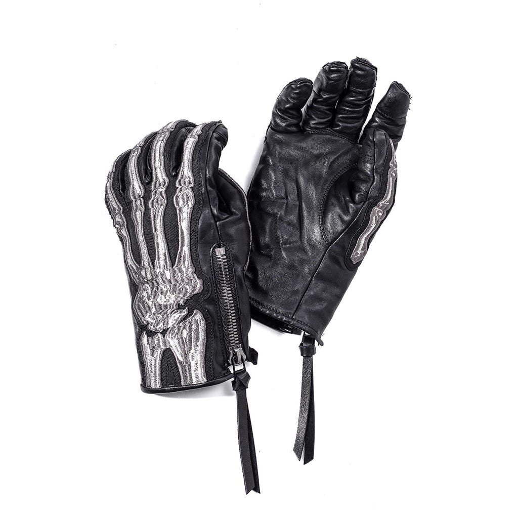 SKELETON EMBROIDERED HORSE-HIDE GLOVES