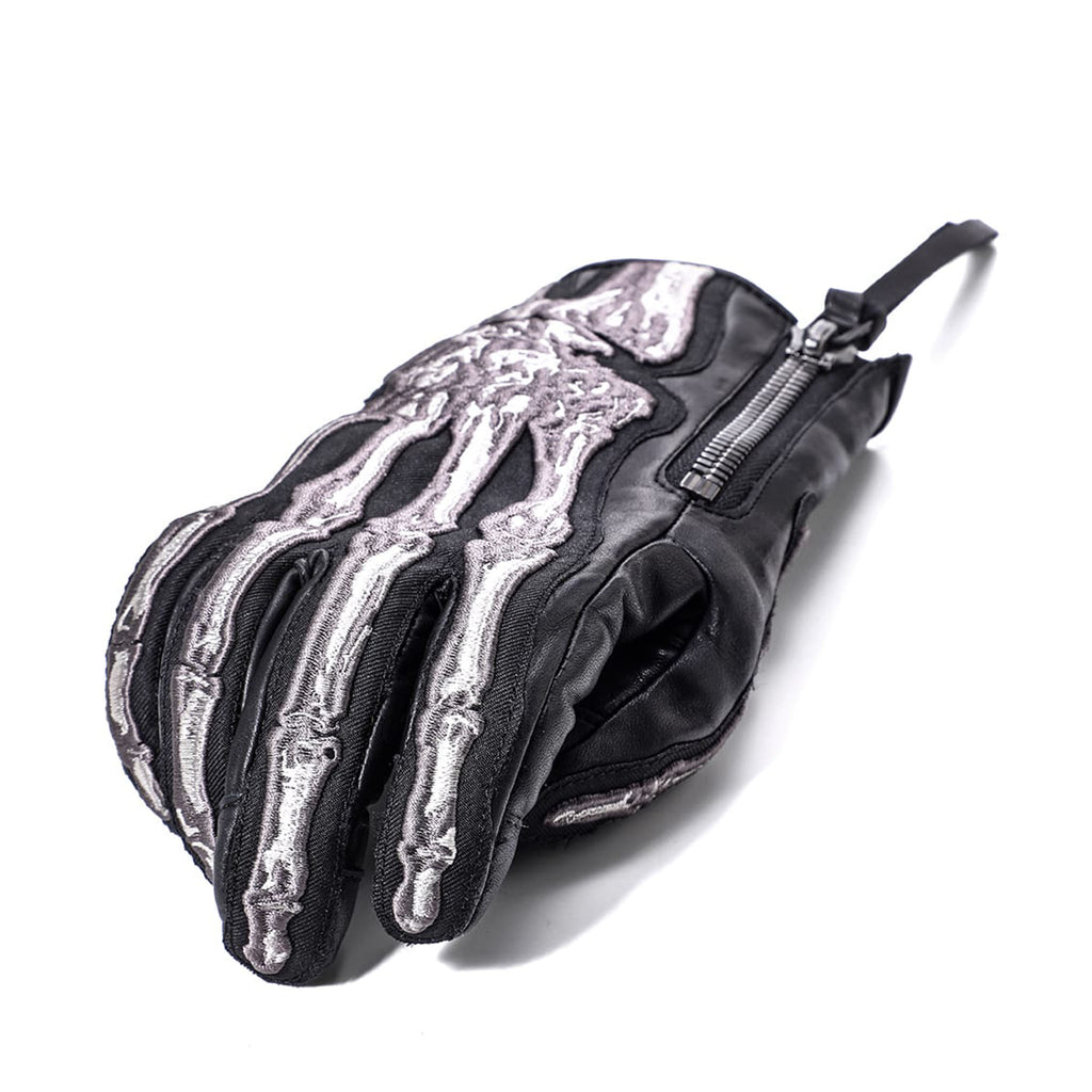 SKELETON EMBROIDERED HORSE-HIDE GLOVES