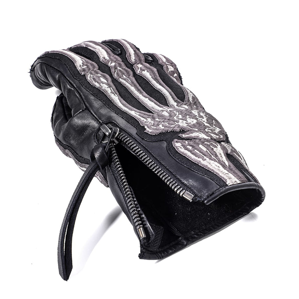 SKELETON EMBROIDERED HORSE-HIDE GLOVES
