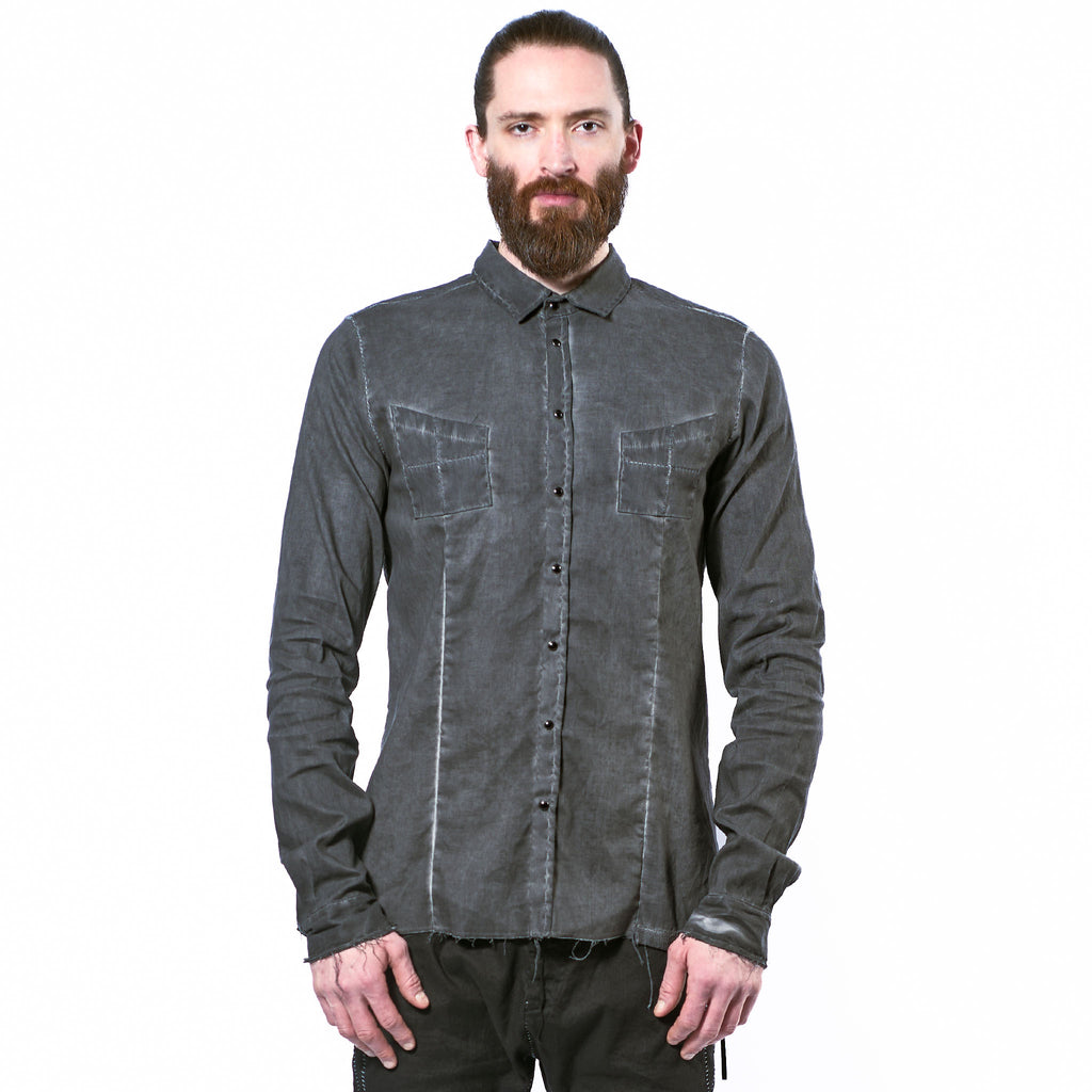 STRETCH LINEN SNAP BUTTON SHIRT