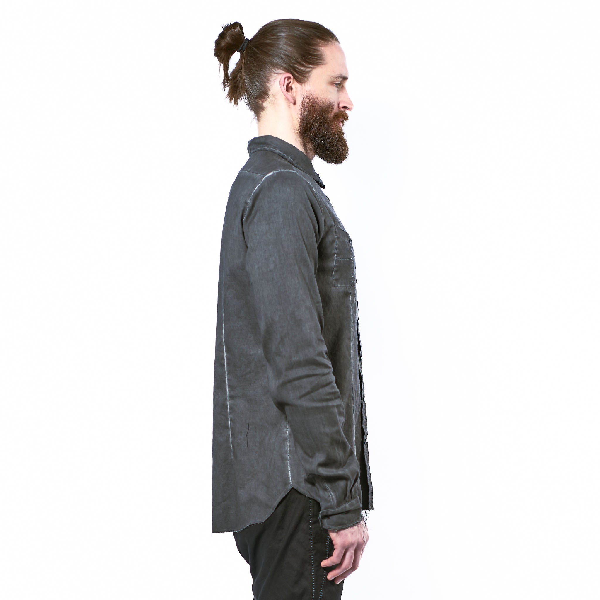 STRETCH LINEN SNAP BUTTON SHIRT