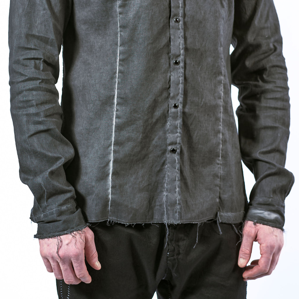 STRETCH LINEN SNAP BUTTON SHIRT