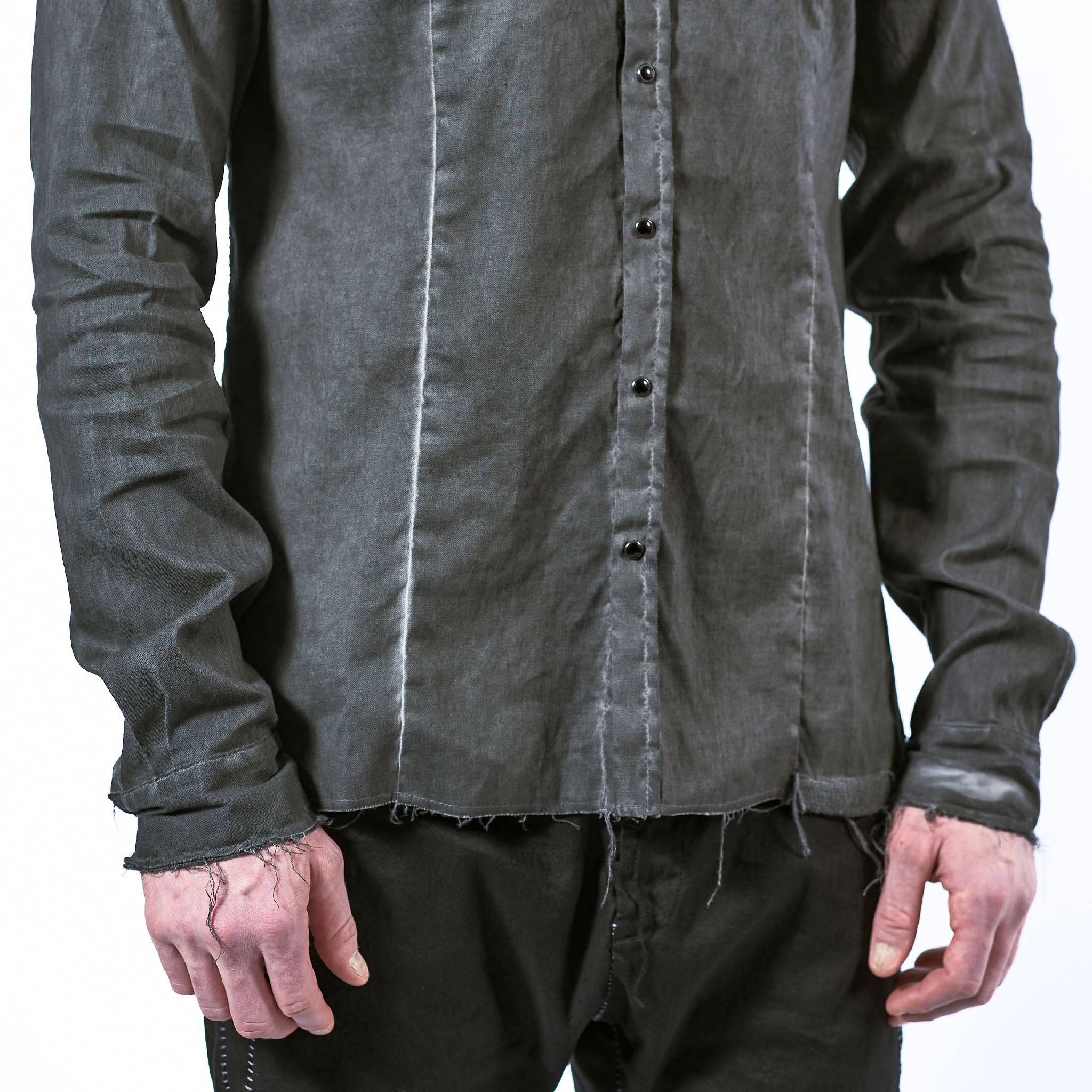 STRETCH LINEN SNAP BUTTON SHIRT