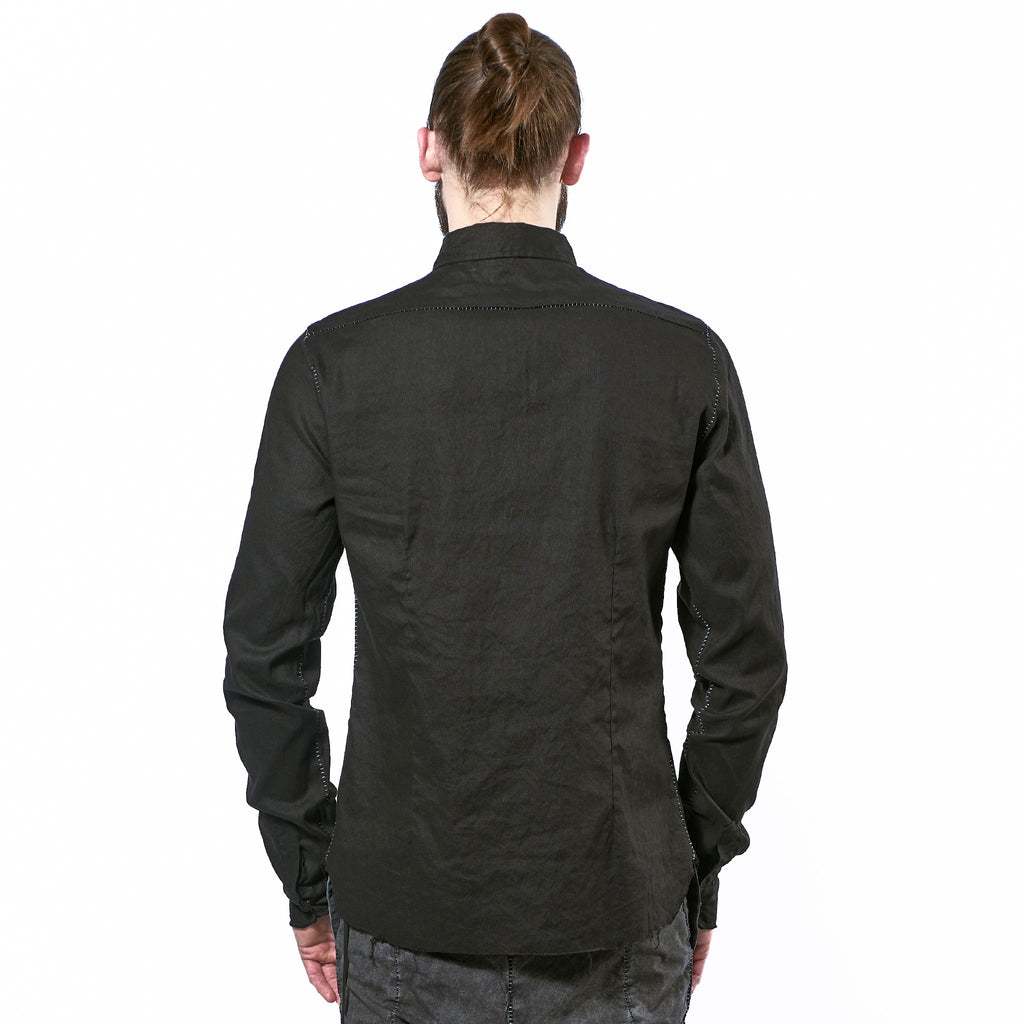 STRETCH LINEN SNAP BUTTON SHIRT