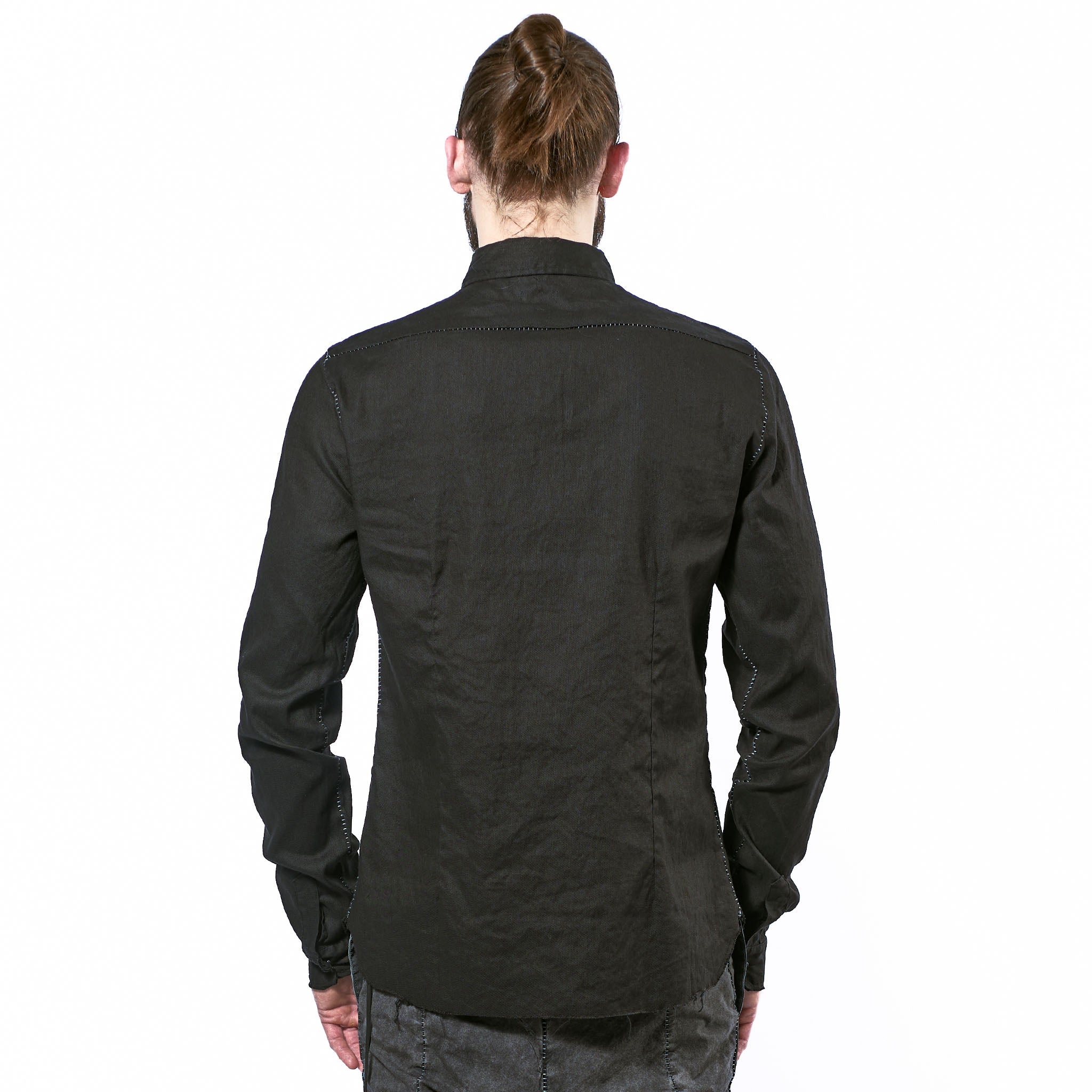 STRETCH LINEN SNAP BUTTON SHIRT