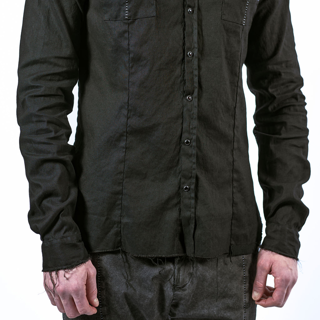 STRETCH LINEN SNAP BUTTON SHIRT