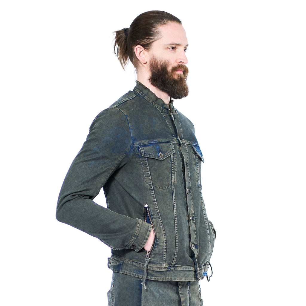 STAND COLLAR JEAN JACKET