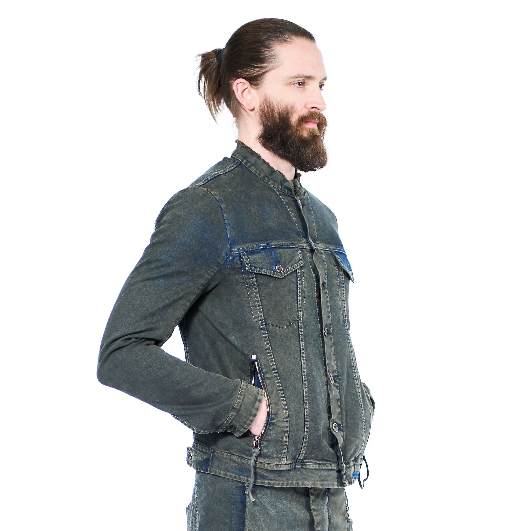 STAND COLLAR JEAN JACKET