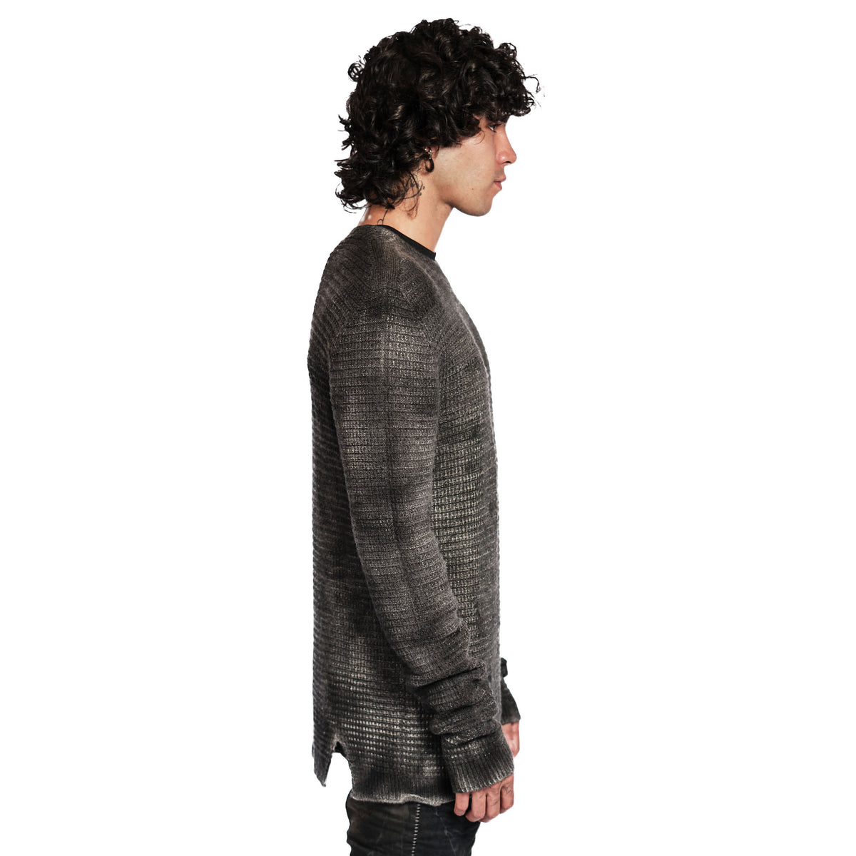 WAFFLE KNIT WOOL SWEATER