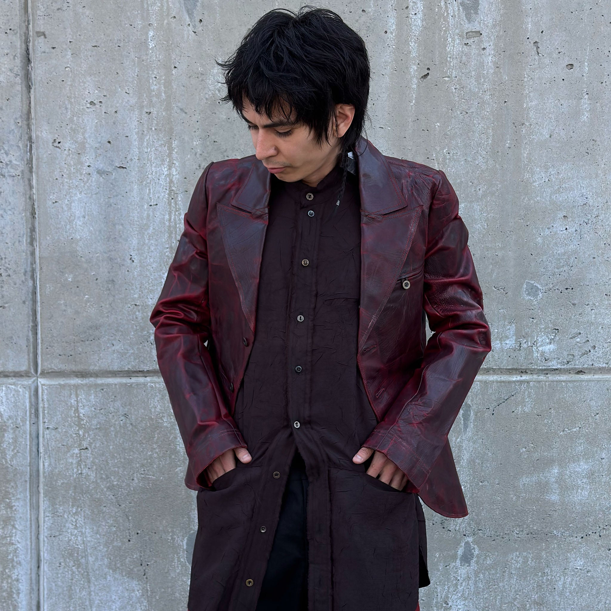 WAXED LEATHER BLAZER