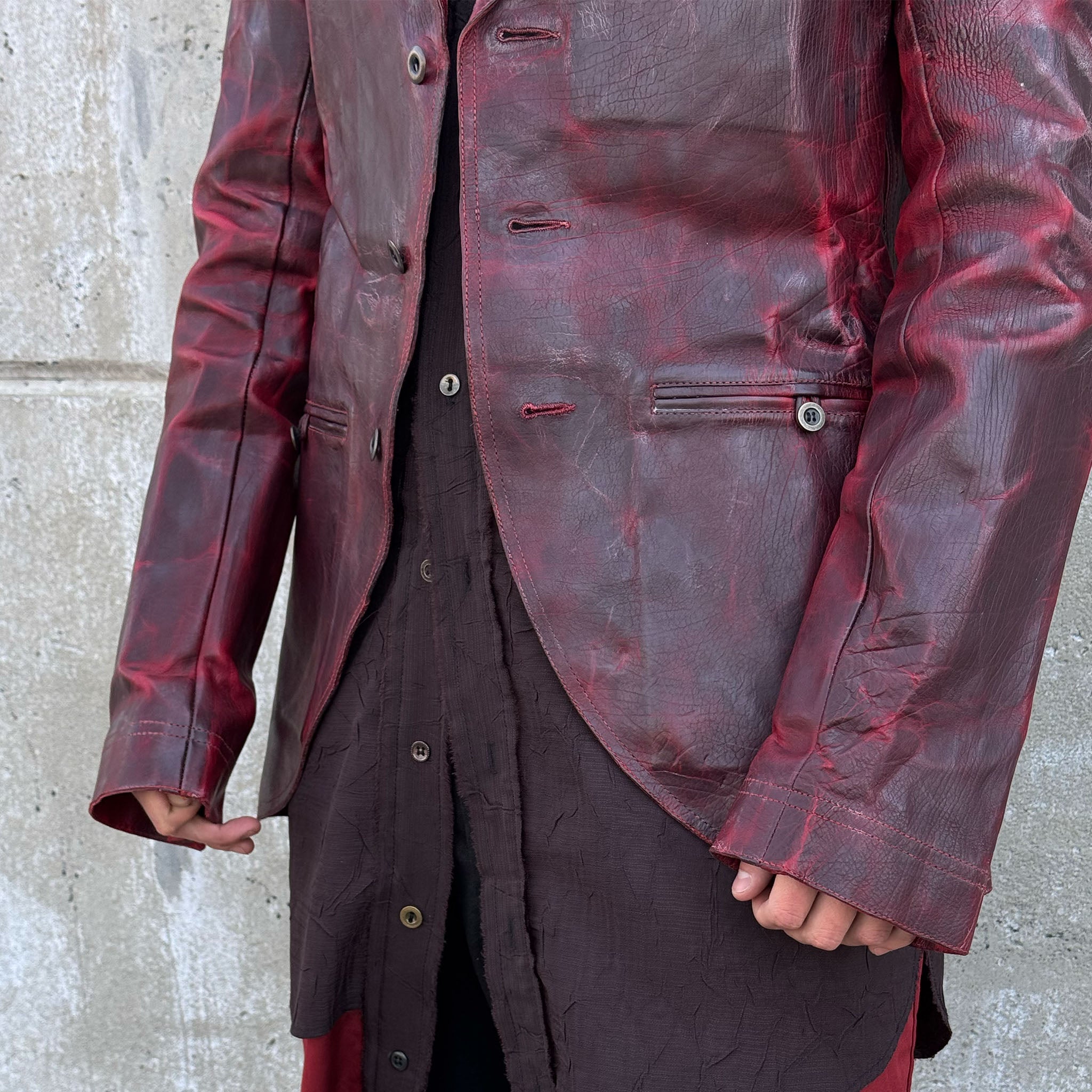 WAXED LEATHER BLAZER