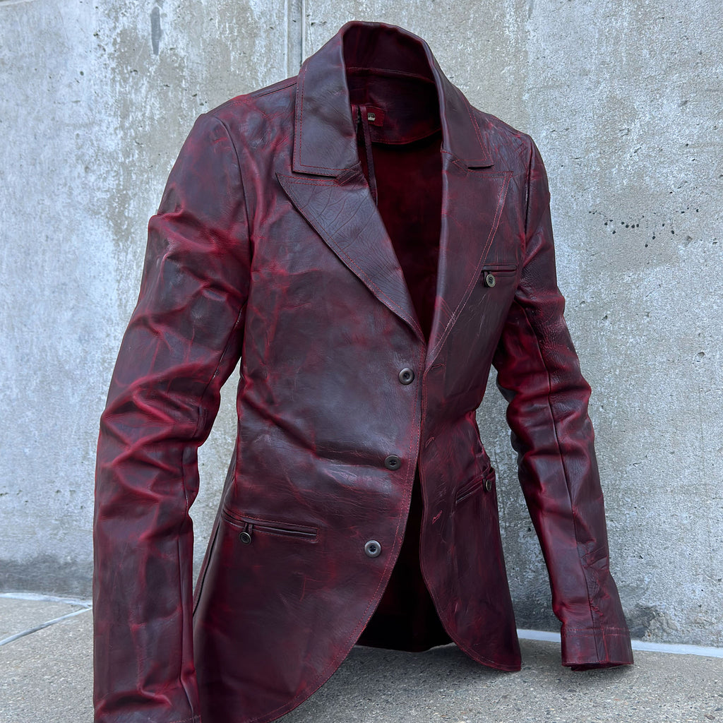 WAXED LEATHER BLAZER