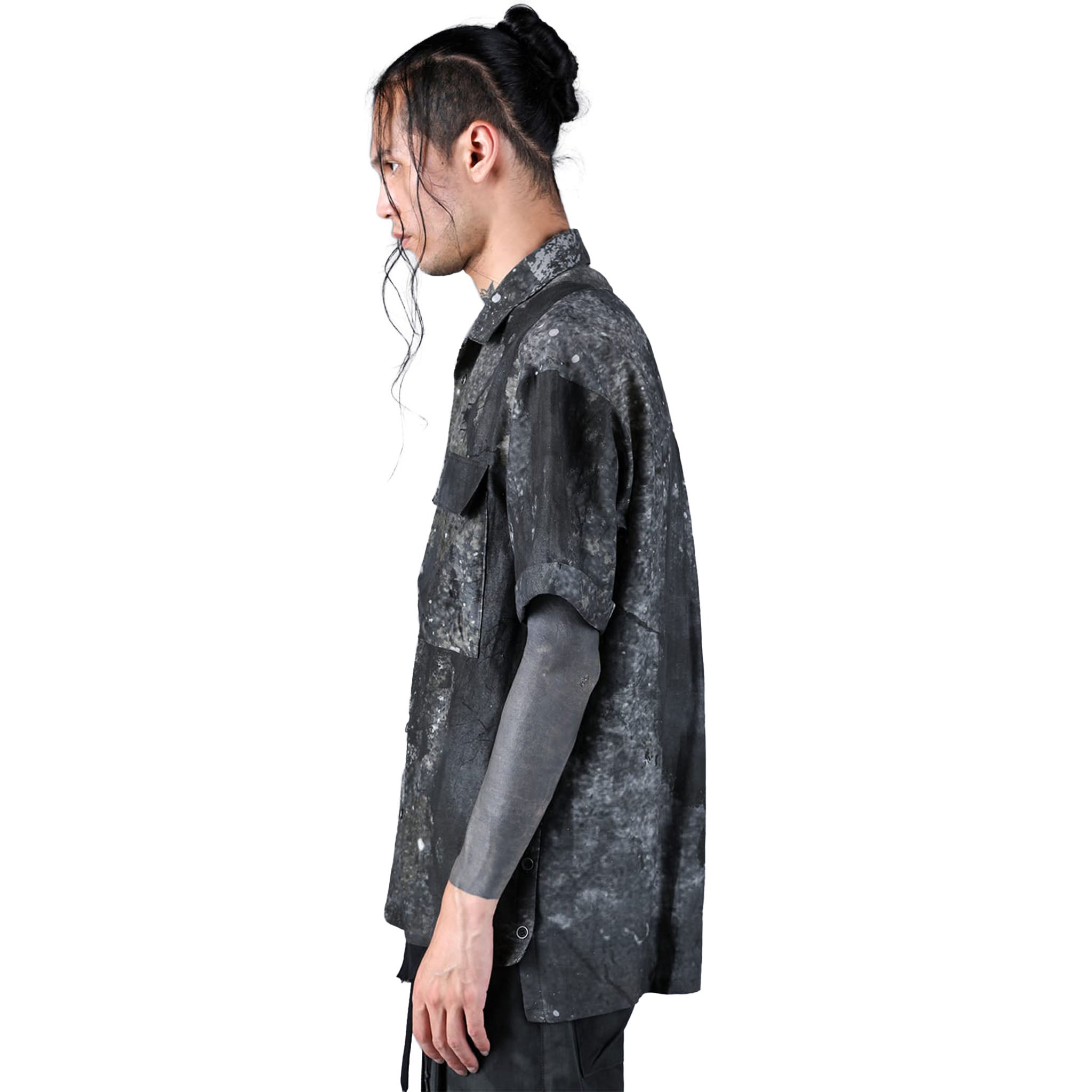PRINTED OPEN COLLAR CAMP SHIRT