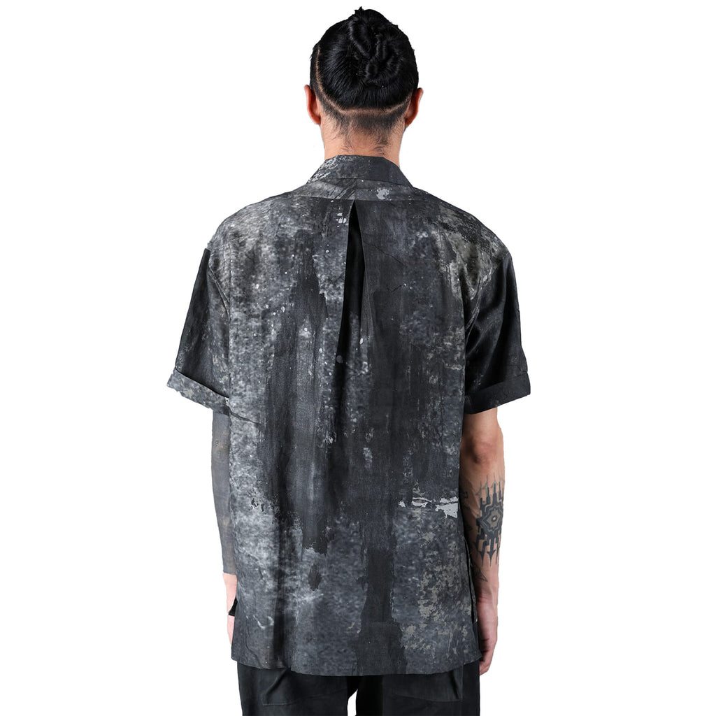 PRINTED OPEN COLLAR CAMP SHIRT