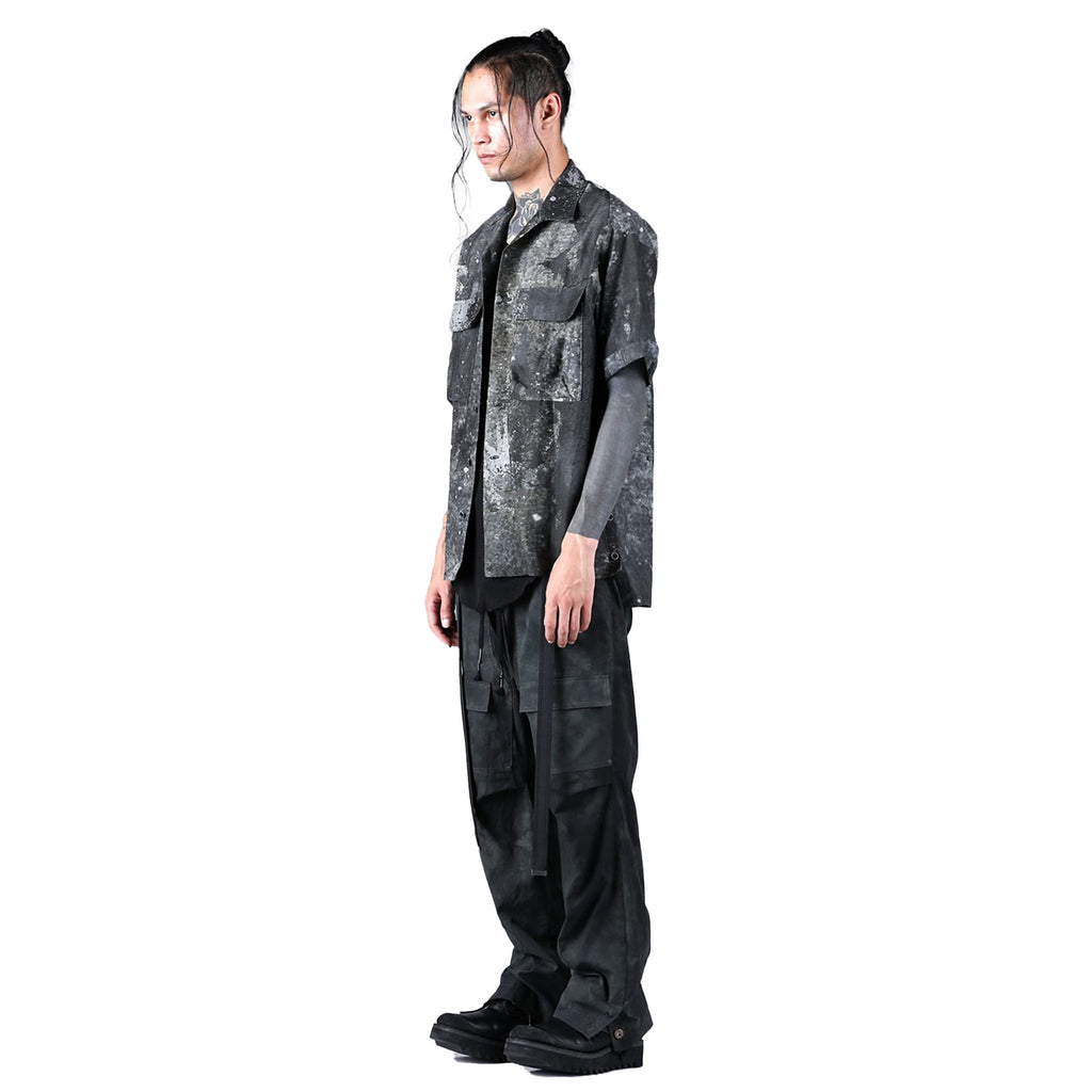 PRINTED OPEN COLLAR CAMP SHIRT