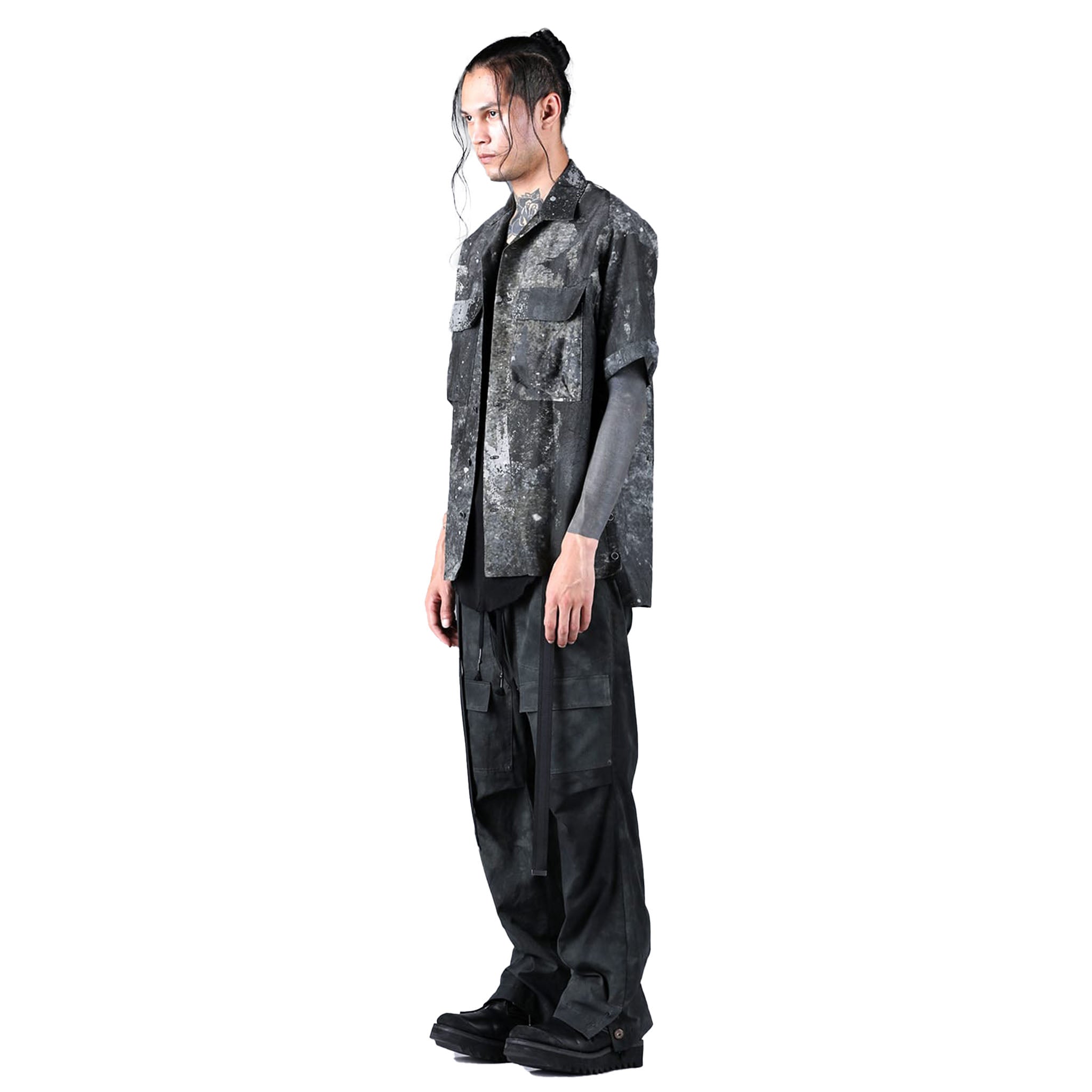 PRINTED OPEN COLLAR CAMP SHIRT