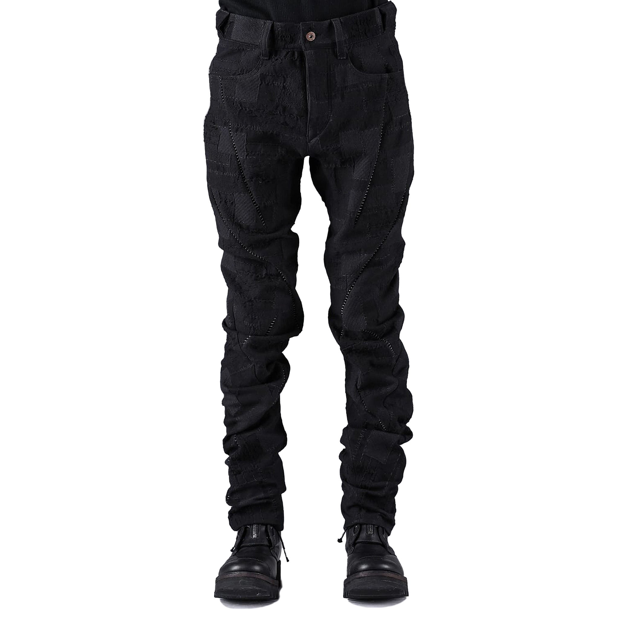 CRUST PATCHWORK JACQUARD OVERLOCK TWIST CURVE PANTS