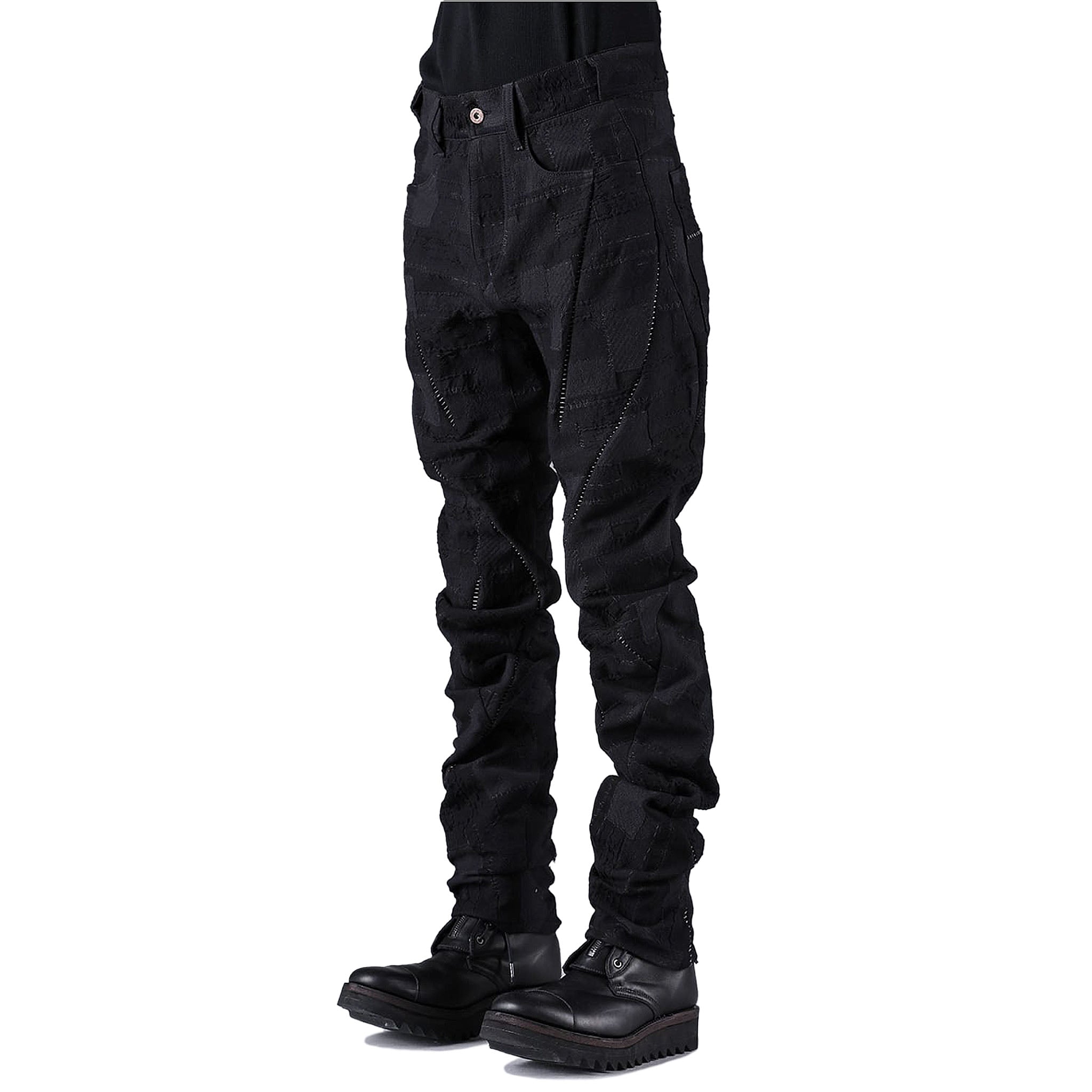 CRUST PATCHWORK JACQUARD OVERLOCK TWIST CURVE PANTS