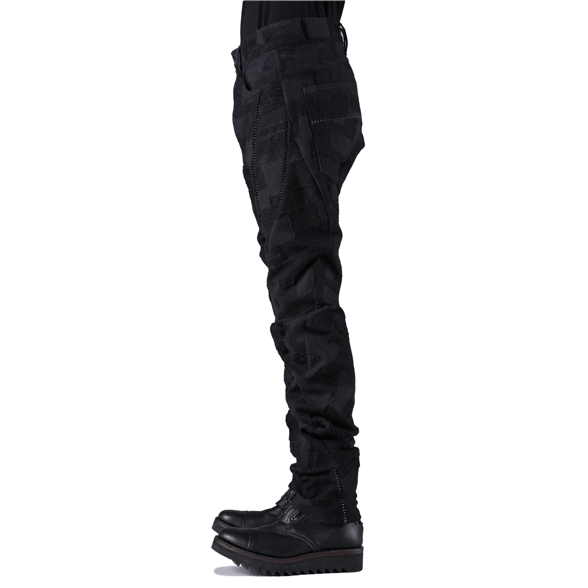 CRUST PATCHWORK JACQUARD OVERLOCK TWIST CURVE PANTS