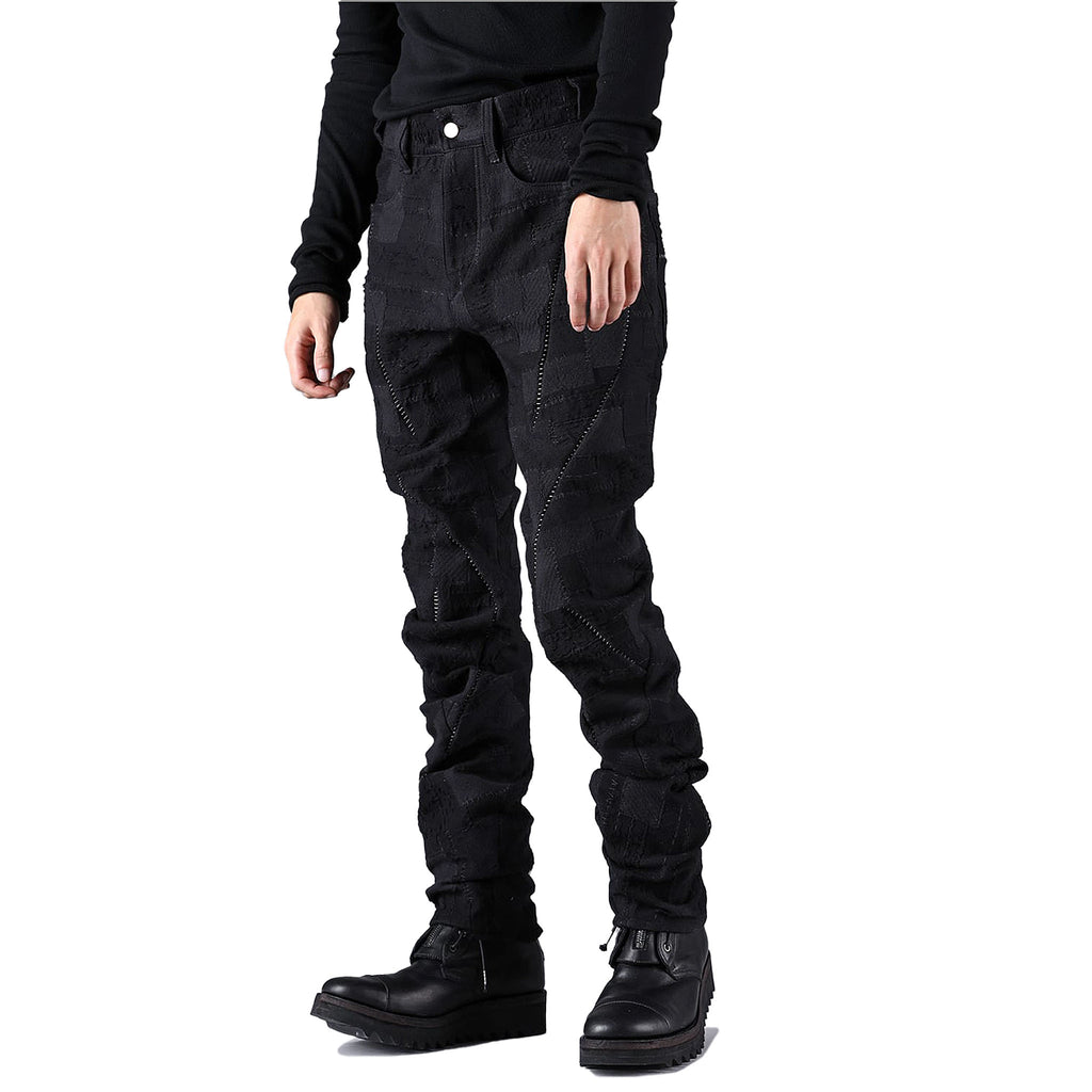 CRUST PATCHWORK JACQUARD OVERLOCK TWIST CURVE PANTS