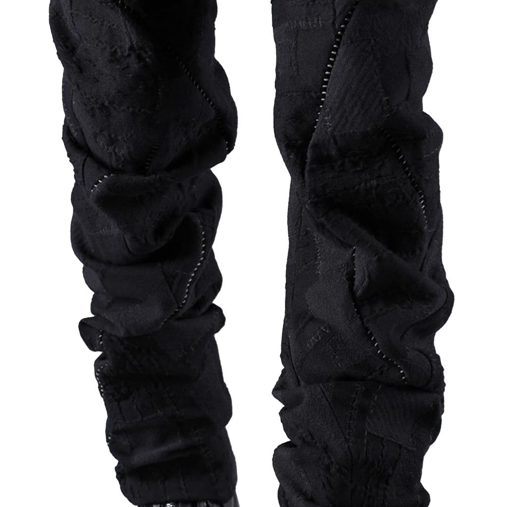 CRUST PATCHWORK JACQUARD OVERLOCK TWIST CURVE PANTS