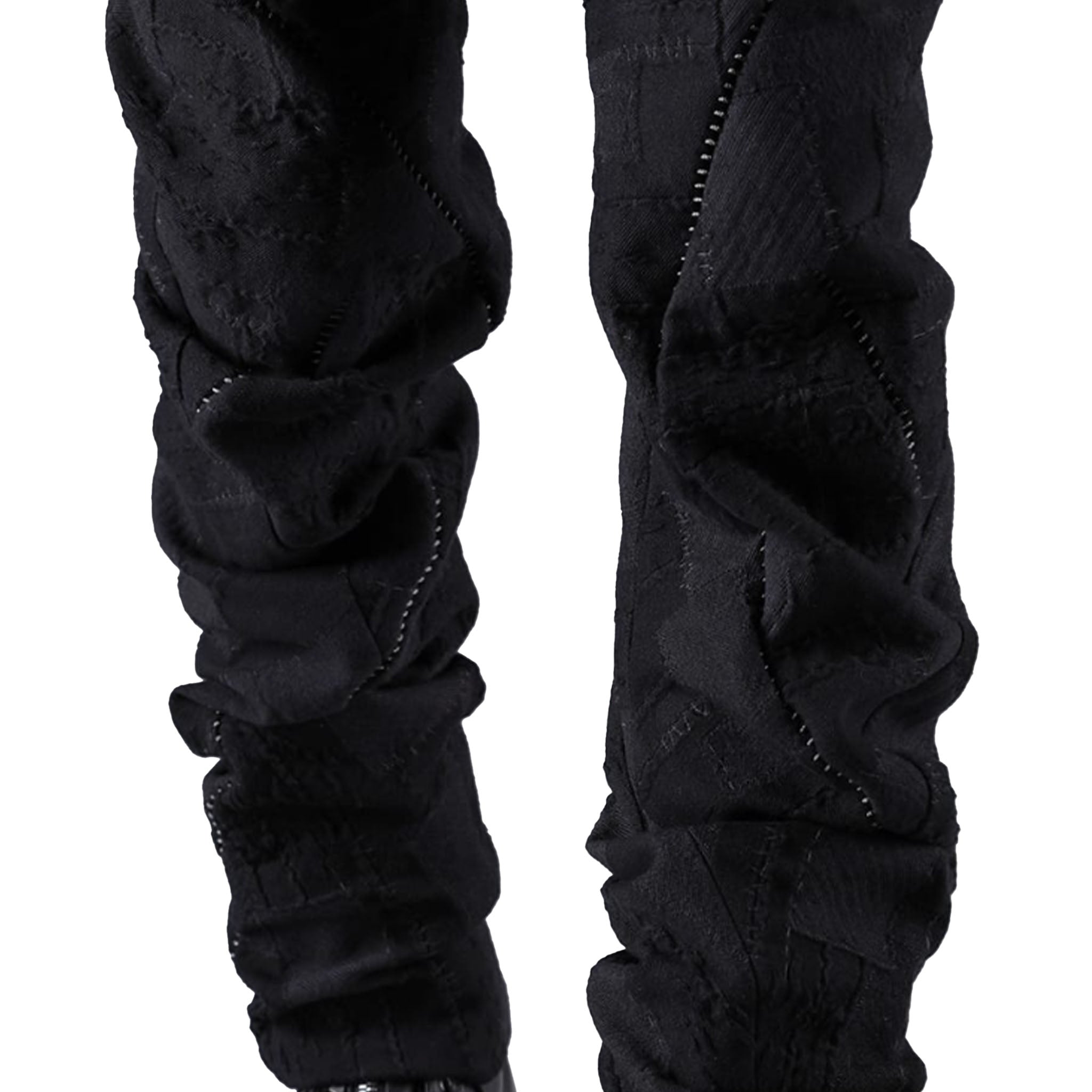 CRUST PATCHWORK JACQUARD OVERLOCK TWIST CURVE PANTS