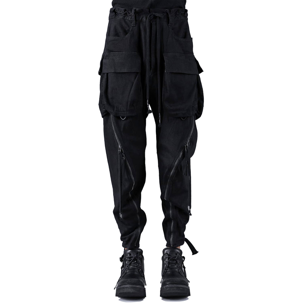 ADJUSTABLE ZIP CROPPED CARGO PANTS