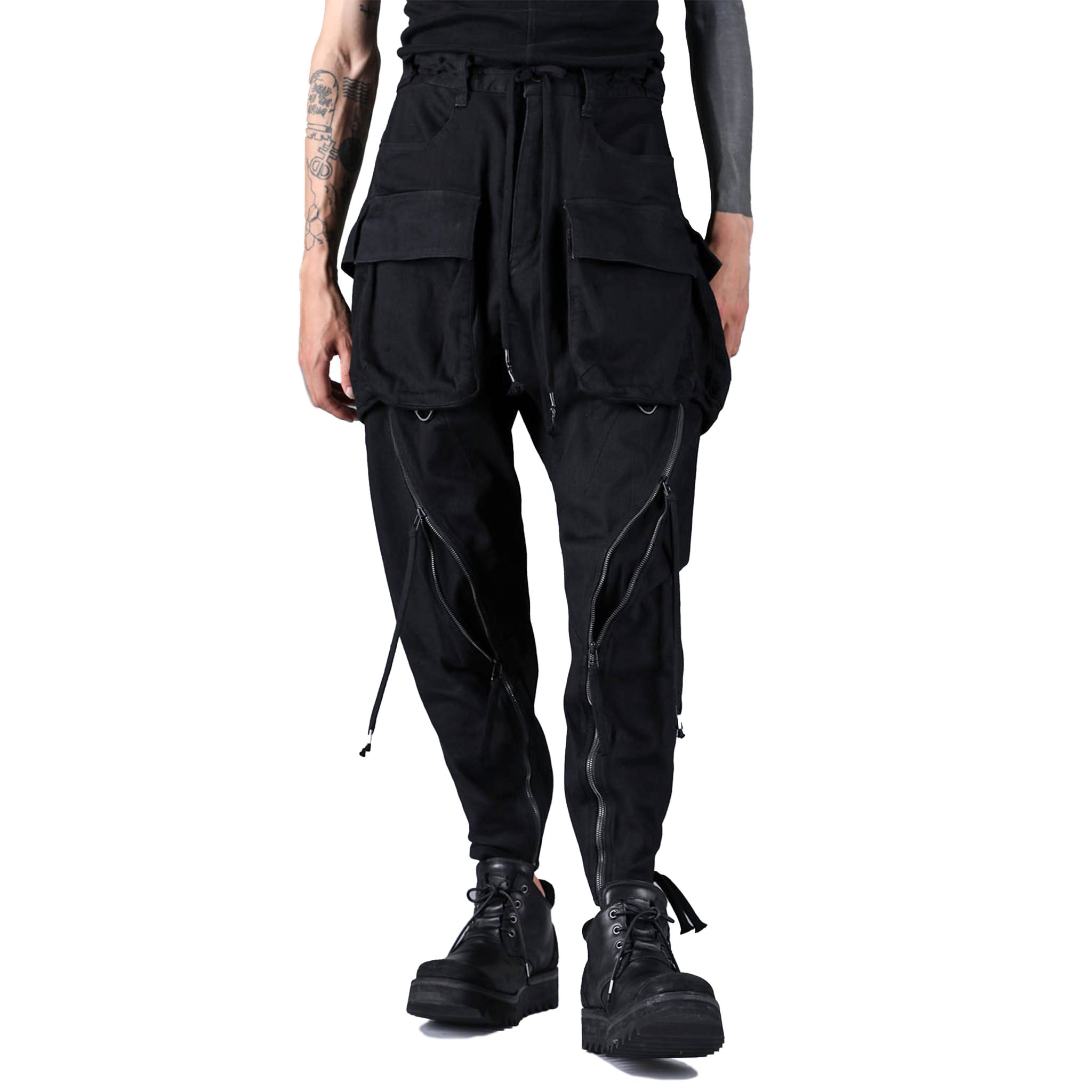 ADJUSTABLE ZIP CROPPED CARGO PANTS